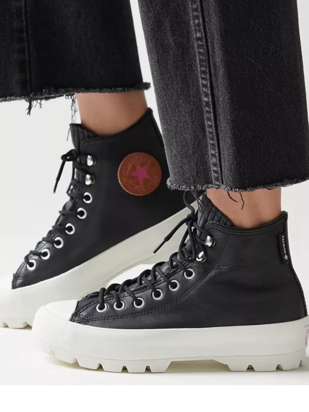 Converse Chuck Taylor Women's Black Leather Lugged  Gore-Tex High-Top Sneakers - Picture 2 of 15